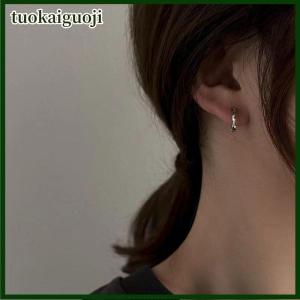 tuokaiguoji ต่างหูห่วงทองบิดเกลียวสำหรับผู้หญิงห่วงหนาแบบไม่ทำให้เกิดอาการแพ้ต่างหูบิดแบบวินเทจขนาดใหญ่