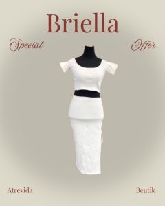 BRIELLA Terno Crop Top & Skirt with Slit for Women - Short Length Short Sleeves - Womenswear Clothes