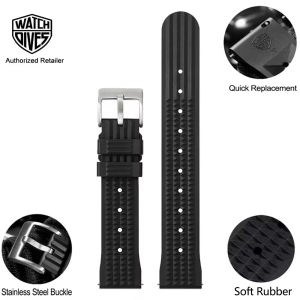 Đồng hồ đeo tay 22mm Dây đeo bánh quế cao su mềm Vòng đeo tay Phổ thông cho nam giới Thợ lặn cao su không thấm nước Dây đeo đồng hồ thể thao cho 20mm2026