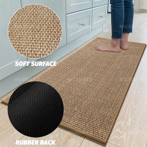 Kitchen  Mat Attractive Floor Mat Non Slip Linen Absorbent Fits Kitchen Bedroom Living Room Office & Entryway Anti Slip Oil Proof Waterproof Rug