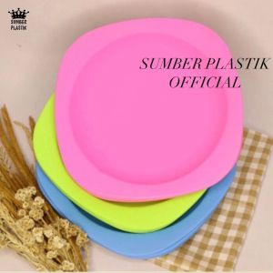 Piring Makan/Piring Plastik Motif Persegi (1pcs) Murah Nampol