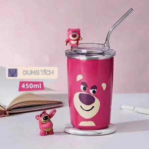 Cốc Giữ Nhiệt Ly Giữ Nhiệt Gấu Dâu Lotso Dung Tích 450ml - Chất Liệu Inox 304 Cao Cấp - Giữ Nhiệt 12h - VinhBuiCase