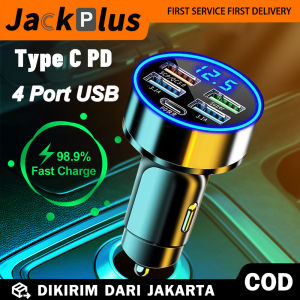 150W 3.1A Charger Mobil Ganda USB LCD Tegangan Meter Tampilan 12-24V Cepat Pengisian Power Adapter Pengisi Daya Mobil Universal QC3.0 + PD 4 USB Port