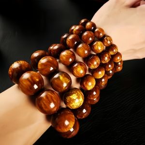 New product Manufacturer wholesale gold-threaded sea cypress Buddhist bead bracelets single-loop sea cypress ethnic style prayer beads collectible bracelets popular on live streaming