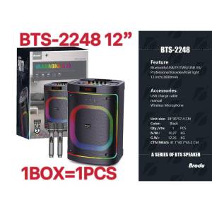 BTS 2242 5400mAh dual 12Inch  Bluetooth Karaoke Speaker with Rechargeable dual Wireless Mic 240W