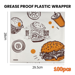 100Pcs Printed Burger Boxes Self-Fold Disposable  Eco Friendly  For Takeout