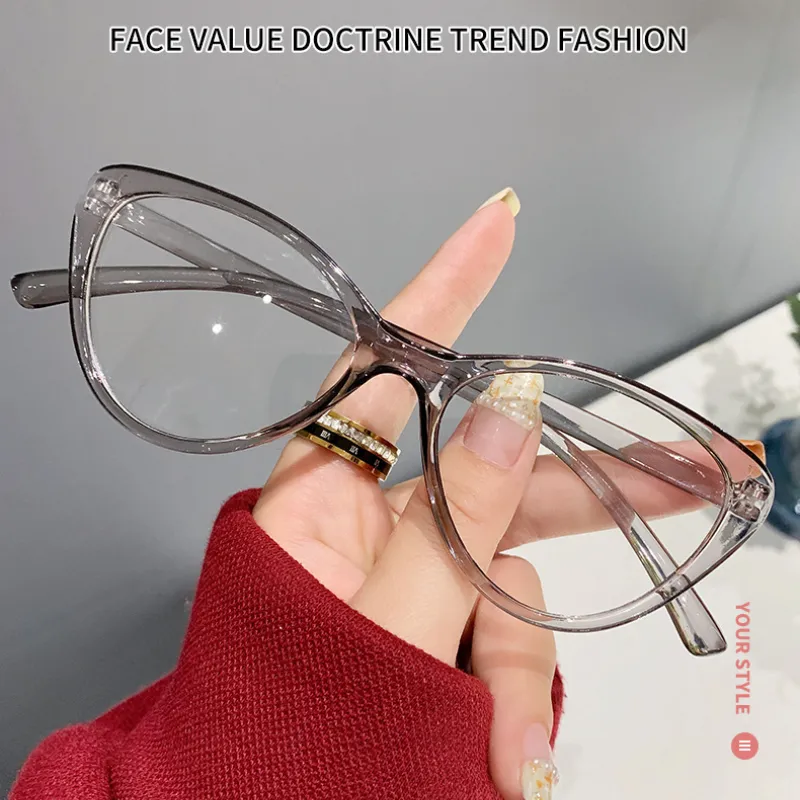 Anti Radiation Cat Eye Eyeglasses for Women Transparent Plastic