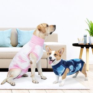 HTRF Elastic Dog Anti-lick Recovery Suit Breathable Soft Dog Weaning Bodysuit Pet Recovery Shirt Thin Dog Protective Clothes for Pets