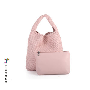 LIKEBAG กระเป๋าสานแฟชั่นสุภาพสตรีต้นฉบับทอมือเดี่ยวกระเป๋าถือ PU หนังทอผู้หญิงกระเป๋าถือขนาดเล็กพร้อมกระเป๋าขนาดเล็ก