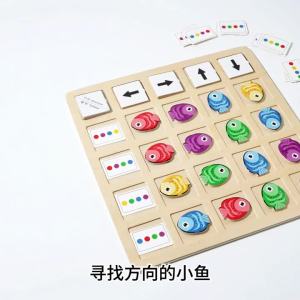 2026 Wooden Fish Board Game for Kids Double Clue Matching Logic Toy Montessori Puzzle Educational Plaything Eco-friendly material 3+Y
