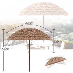 70.86 Inch Straw Umbrella Outdoor Umbrella With Stand Camping Sun Protection Foldable Parasol