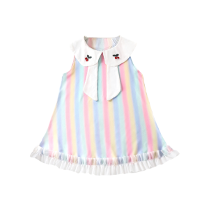 1-12 ปี ชุดฤดูร้อนหญิงสาว รูปแบบการพิมพ์ กระโปรงพิมพ์ลาย A พิมพ์เสื้อกั๊กแขนกุด เดรสเด็กผู้หญิง เนื้อผ้าเบ สวมใส่สบาย