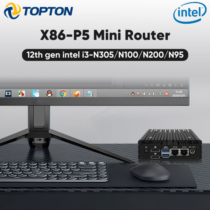 Topton X86 P5 12th Gen Mini Router Intel i3 N305 N200 N100 N97 DDR5 ...