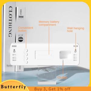 Butterfly นาฬิกาติดผนังดิจิตอลขนาดใหญ่แสดงอุณหภูมิและความชื้นเป็นสัปดาห์นาฬิกาปลุกตั้งโต๊ะ LED อิเล็กทรอนิกส์ปรับความสว่างได้