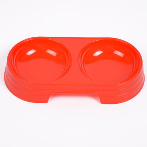 ชามให้อาหารแมว สุนัข สัตว์เลี้ยง ชามพลาสติก มีให้เลือก 2แบบ หลุมเดียว หลุมคู่