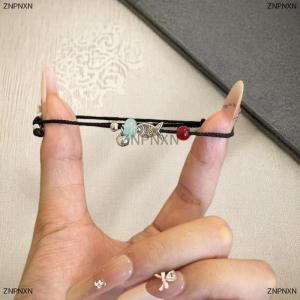 [COD] ZNPNXN 2pcs Matching Fish Braided Friendship Bracelets Black Red Rope Jewelry Braided Cord Bracelet For Best Friend Couples