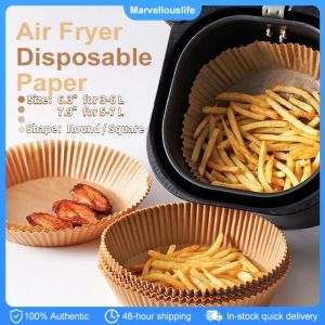 100Pcs Air Fryer Disposable Paper Non-Stick Round Air-Fryer Paper Liners Paper Kitchen Accessories