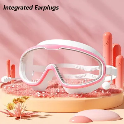 Large Frame Swimming Goggles Professional Waterproof Anti-Fog Adult Diving Goggles with Earplugs/Cap