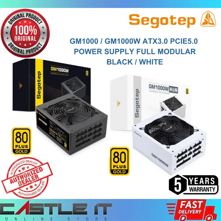 Segotep GM1000 1000W 80PLUS Gold Full Modular ATX3.0 PCIe5.0 Gen5 Power Supply Black White