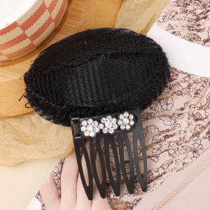 Puff Hair Head Cushion Invisible Natural Sponge Fluffy Hair Pad Clip Flower with Diamonds Insert Comb Women Girl Hair Volume Extension Headwear Tool