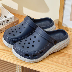 [Free Shipping] MenS Two-Tone Perforated Sandals Suitable For Summer Wear With A Closed-Toe Design Thick Soles And Non-Slip Features Ideal For Beach Use And As Footwear