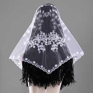 GTGTF4213 Embroidered Design Triangle Head Scarf Triangle Shape Vintage Lace Lace Shawl Wrap Multi Use Waist Cover Up Bridal Wedding Headpiece For Women