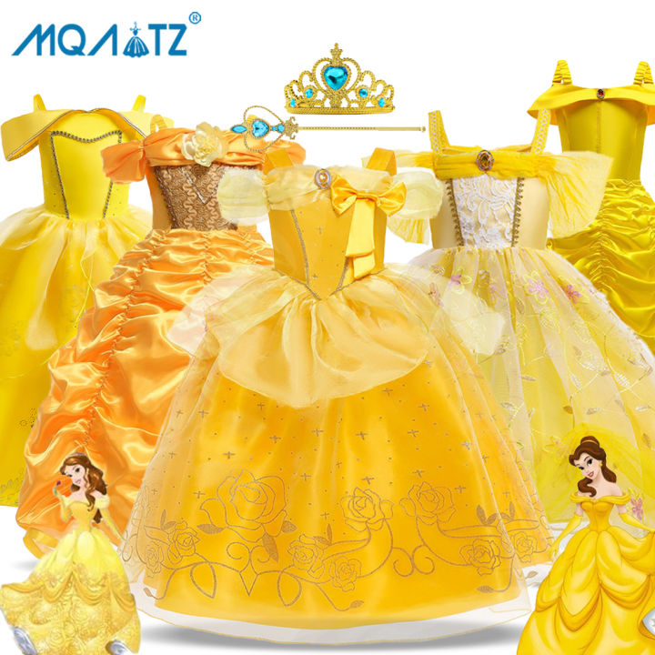MQATZ Girls Belle Dress Kids Ball Gown Princess Costume For Beauty