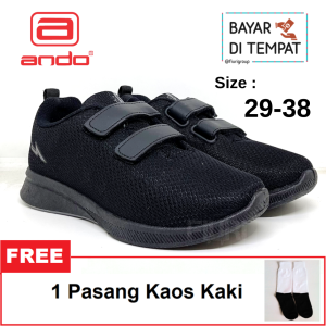 FIURI - Ando - BSC 31 VELCRO 29-38 FULL HITAM - Sepatu Kets Wanita-Sepatu Sneakers Wanita-Sepatu Olahraga Sport Wanita-Sepatu Casual-Sepatu Jogging Lari Fitness Gym Senam Wanita-Sepatu Anak Perempuan Cewek-Sepatu Sekolah Bertali SD SMP SMA