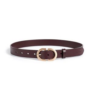 BEAUTODAY Belt Women Genuine Cow Leather Metal Oval Buckle Retro Simple Solid Ladies Jeans Dress Waistband Handmade 910122026