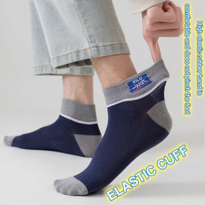 Mens Breathable Mesh Business Socks Formal Dress Crew Socks Moisture Wicking Odor Resistant Lightweight Soft Sweat Absorbent Comfortable Office Socks