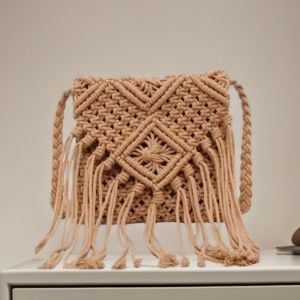 New Bohemian Straw Woven Bag Braid Design Ultralight Crochet Shoulder Bag Large Capacity Cotton Handmade Knitted Handbag Summer