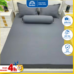 Bộ ga giường thun lạnh 4 món gồm ga bọc nệm vỏ gối nằm và vỏ ôm chất vải thun hàn quốc dày mịn mát Ben Ben benbenshop