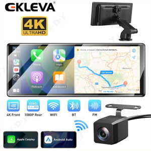 EKLEVA 11.3" 4K Dash Cam Wireless Carplay Android Auto Car DVR WiFi Navigation Rearview Camera Dashboard Video