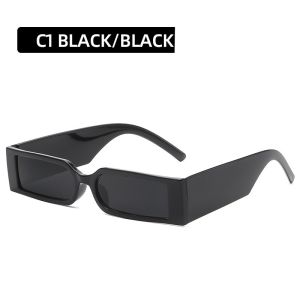 Rectangle Frame Fashion Sunglasses 2021 Hip Hop Vintage Designer Wholesale Black Shades Glasses Luxury For Men And Women UV400