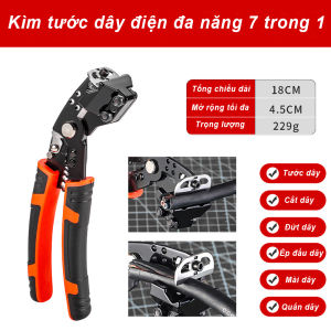 Kìm Tuốt Dây Thợ Điện Đa Chức Năng Một Mảnh Tay Cầm Đỏ Cam Thép Cao Cấp Bền Chắn