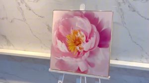 Tranh Treo Tường Phòng Khách Tranh Trang Trí Tranh Hoa Mẫu Đơn Tranh Gương Tranh Canvas Cao Cấp