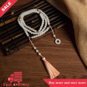[COD] Trung Quốc Phong Cách Dài Màu Xanh Lá Cây Hạt Vòng Cổ Phật Thiền Màu Xanh Lá Cây Pha Lê Vòng Cổ Dài Tua Chokers Đồ Trang Sức Quà Tặng