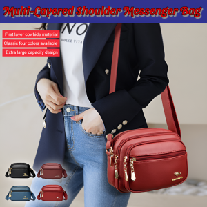 Multi-Layered Shoulder Messenger Bag Large Capacity Portable Bag Simple And Versatile Handbag For Young And Middle-Aged Women