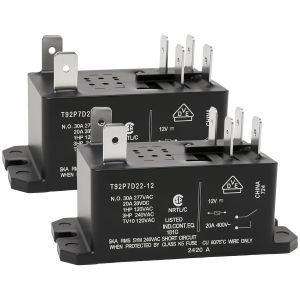 T92P7D22-12 Power Relay 6-1393211-9 (Pack of 2) - 12VDC 30A General Purpose High Power PCB Panel Mount Relay DPST-NO