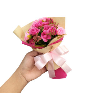 Hand Bouquet bunga artificial free box dan kartu ucapan buket bunga wisuda Tunangan/ulang tahun
