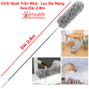 Chổi Quét Trần Nhà Chổi Phất Trần Có Cán Inox Điều Chỉnh Độ Dài Tới 28m Quét Mạng Nhện Lau Chùi Bụi Bẩn Trên Cao Amalife
