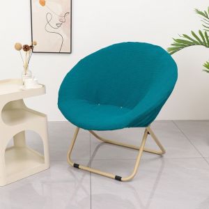 NOBLELUX Solid Color Saucer Chair Cover Round Jacquard Camping Seat Cover Simple Knitted Moon Saucer Chair Protector Fit Outdoor Chair