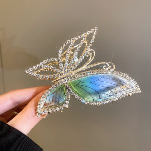 F4 Jepit Rambut Korea Bahan Alloy 7.3cm Bentuk Kupu Kupu Elegan Jedai Logam Mewah Butterfly HCM008