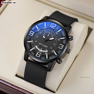 Mens Vintage Quartz Watch Easy to Read Round Dial Watch with Silicone Band for Meeting and Dating Blue light large Dial Watch