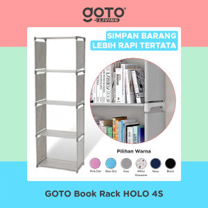 Rak Buku Serbaguna 5 Susun 4 Ruang Portable Lemari Multifungsi Gray