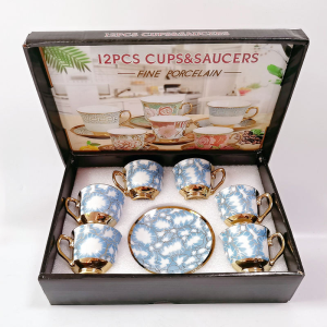 Cangkir Keramik Mewah European Style 1 Set 6 in 1 Hampers Souvenir 6 Gelas Dan 6 Tatakan Cantik