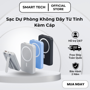 Sạc Dự Phòng Không Dây 10000mAh Pin Dự Phòng Tích Hợp 2 Dây Sạc Sạc Nhanh An Toàn Không Nóng Máy Pin Lithium Dùng Cho IP Và Androi Đèn LED Thông Báo Tình Trạng Pin Màu Sắc Đa Dạng. Bảo Hành 12 Tháng Lỗi Đổi Mới.
