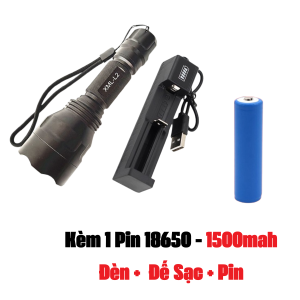 Đèn Cầm Tay C8 Full Kim Loại Với 5 Chế Độ Sáng Kháng Nước Tốt Đi Kèm 2 Pin 18650