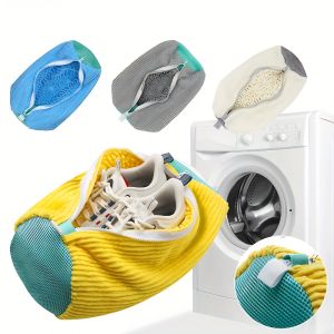Durable Mesh Shoe Wash Bag With Zipper Rich Fluff Interior Sneaker Protector For Washing Machine Dryer Travel Shoe Storage Organ2026