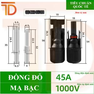 Jack MC4 Năng Lượng Mặt Trời Lõi Đồng Mạ Bạc 45A Đầu Nối Pin Solar Đực Cái chất lượng cao